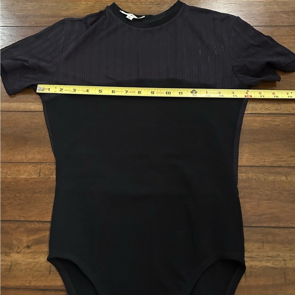 Isaac Misrahi Black Sheer Top Short Sleeve Bodysuit Size 8 - Picture 5 of 9